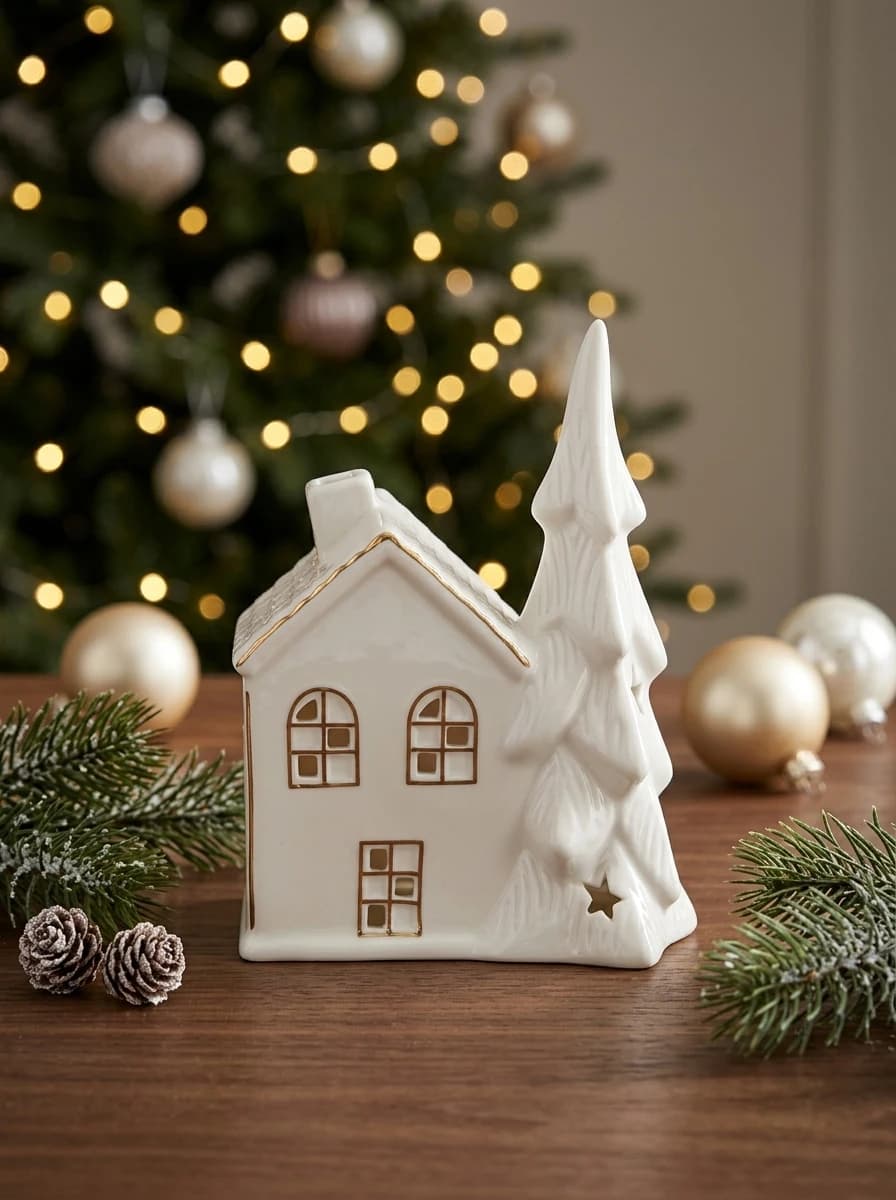 Porcelain LED House with Tree thumbnail 3
