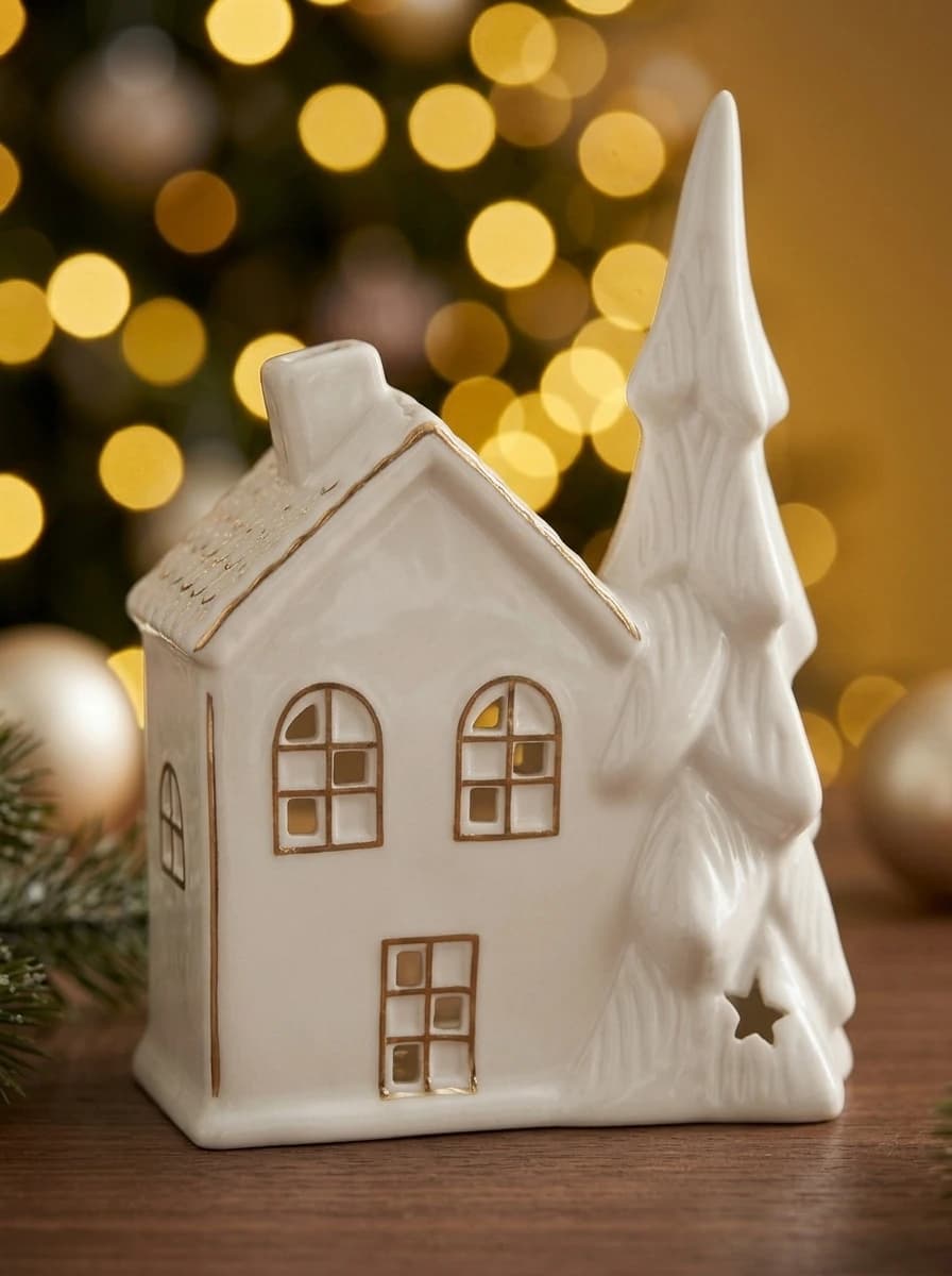Porcelain LED House with Tree thumbnail 4