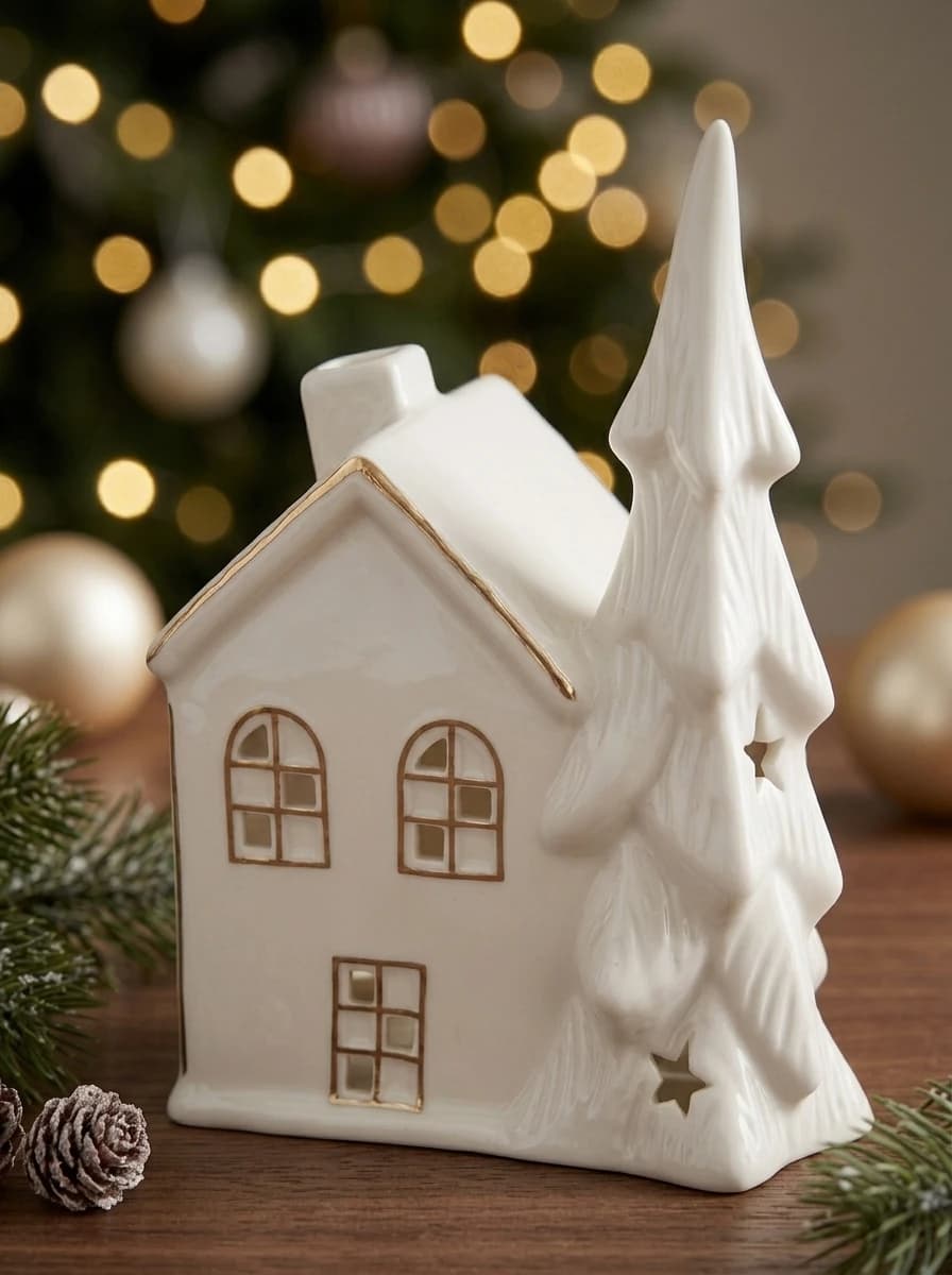 Porcelain LED House with Tree thumbnail 5
