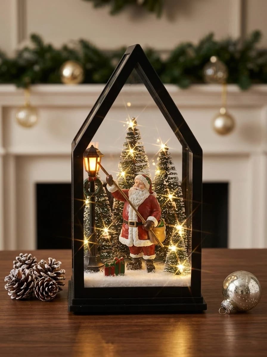 LED Pointed-Roof Santa Lantern thumbnail 2