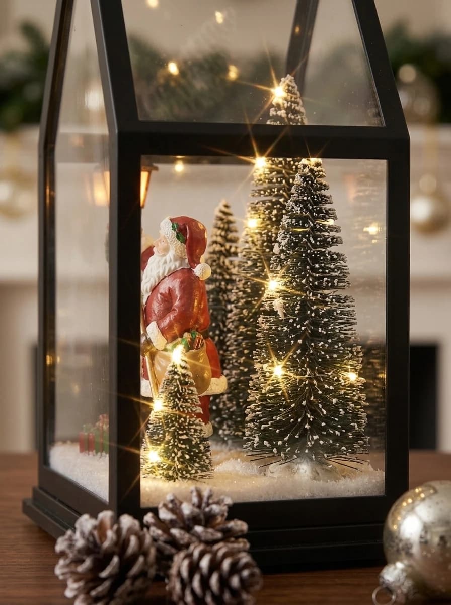 LED Pointed-Roof Santa Lantern thumbnail 3