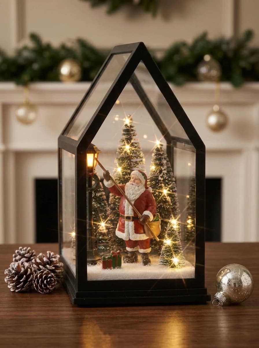 LED Pointed-Roof Santa Lantern thumbnail 4