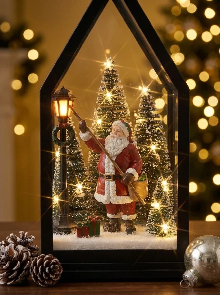 LED Pointed-Roof Santa Lantern thumbnail 5
